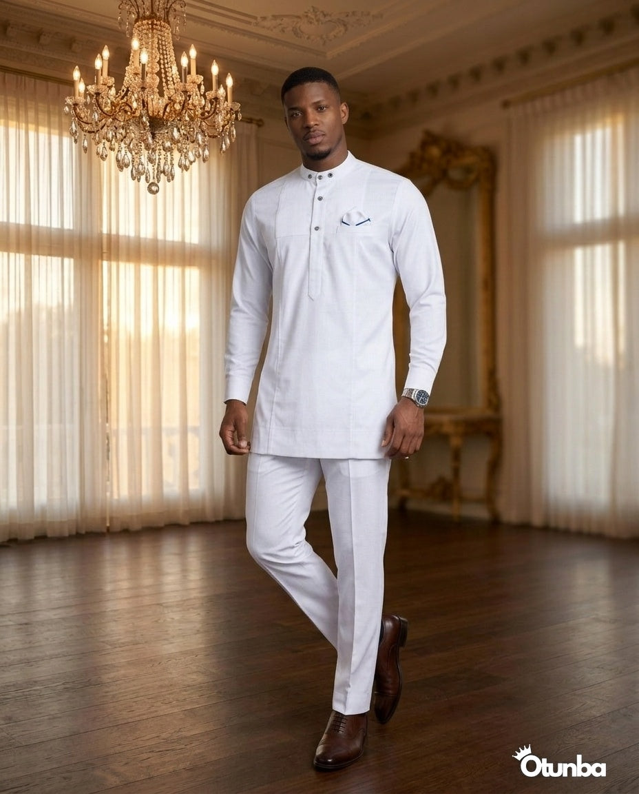 African Men's Kaftan | Custom Senator Wear | White — Photo 238 | OTUNBA Luxury Fashion
