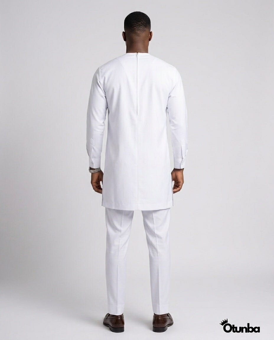 African Men's Kaftan | Custom Senator Wear | White Style