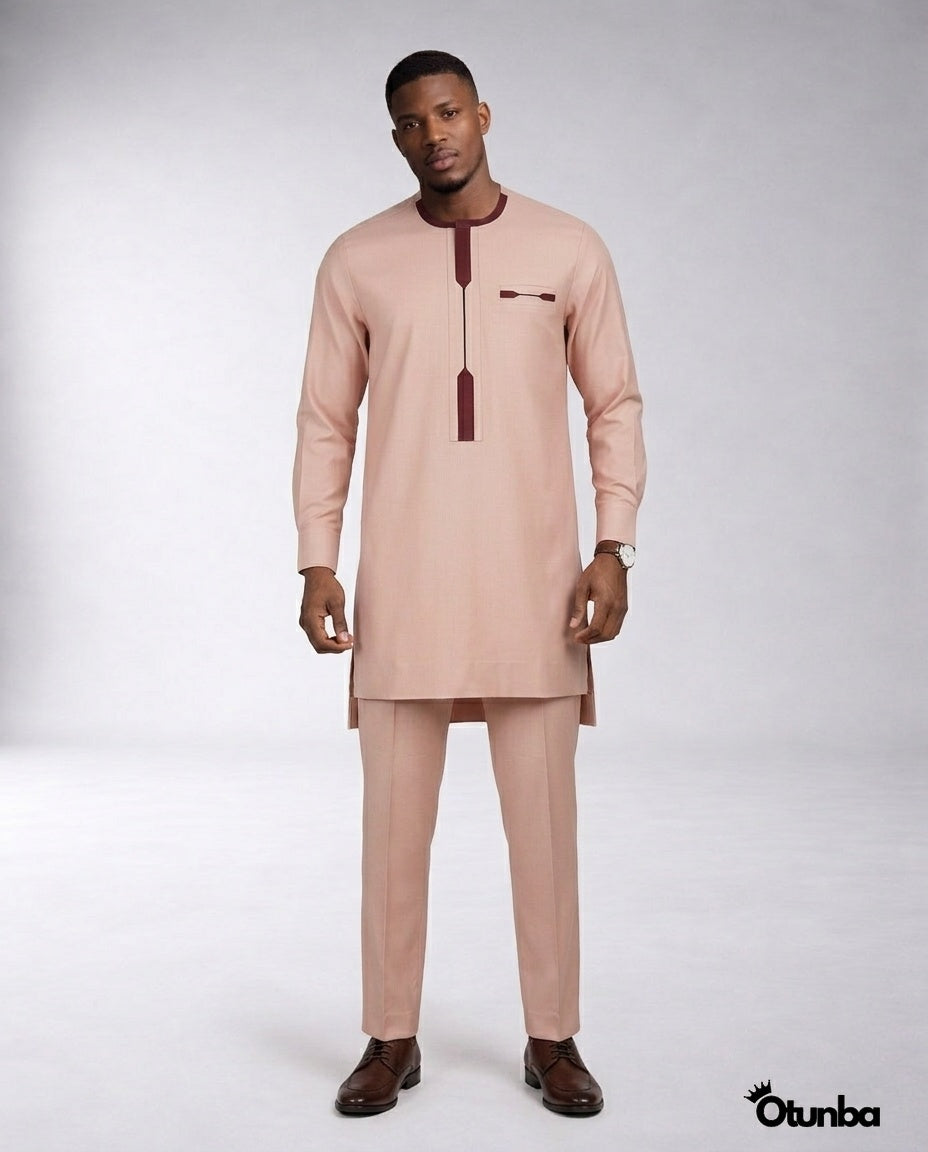 African Mens Senator Wear Kaftan | Vibrant Pink — Photo 265 | OTUNBA Luxury Fashion