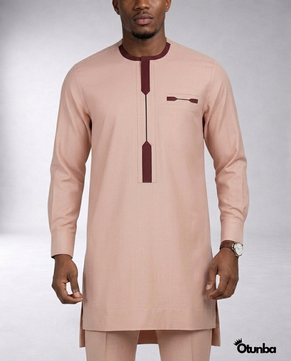 African Mens Senator Wear Kaftan | Vibrant Pink — Photo 267 | OTUNBA Luxury Fashion