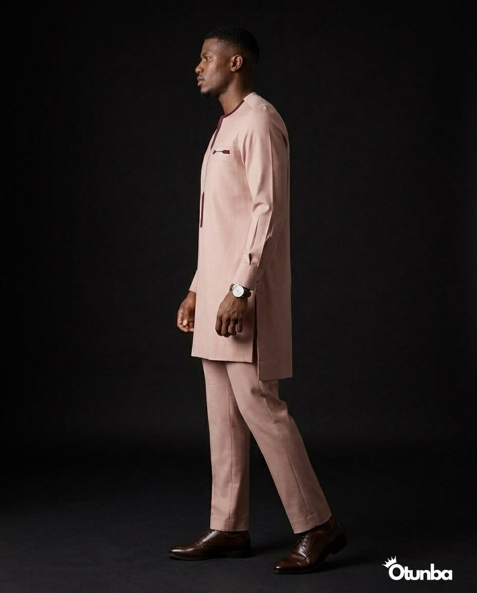 African Mens Senator Wear Kaftan | Vibrant Pink — Photo 268 | OTUNBA Luxury Fashion