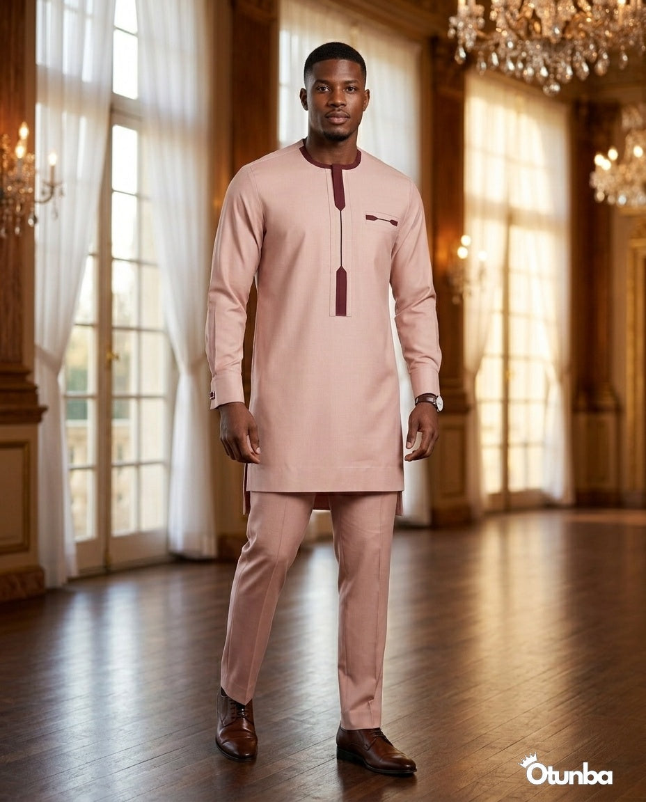 African Mens Senator Wear Kaftan | Vibrant Pink — Photo 270 | OTUNBA Luxury Fashion