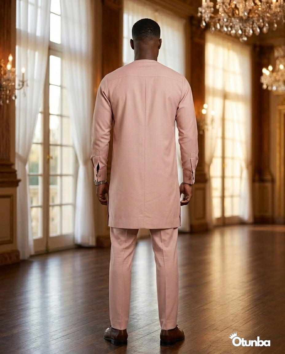 African Mens Senator Wear Kaftan | Vibrant Pink — Photo 271 | OTUNBA Luxury Fashion
