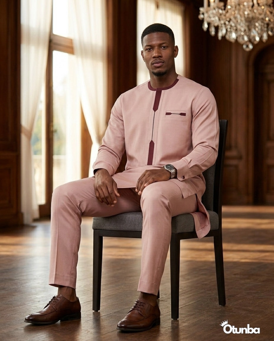 African Mens Senator Wear Kaftan | Vibrant Pink — Photo 272 | OTUNBA Luxury Fashion