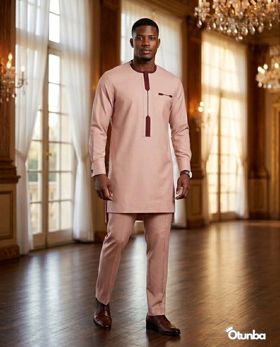 African Mens Senator Wear Kaftan | Vibrant Pink — Photo 273 | OTUNBA Luxury Fashion