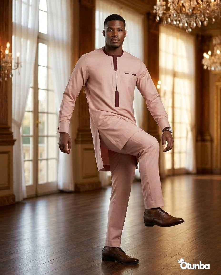 African Mens Senator Wear Kaftan | Vibrant Pink — Photo 274 | OTUNBA Luxury Fashion