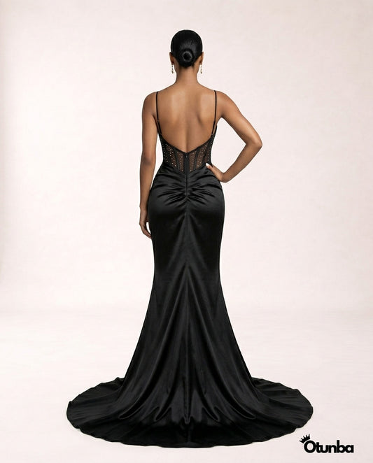 Backless Mermaid Gown | Black — Photo 3 | OTUNBA Luxury Fashion