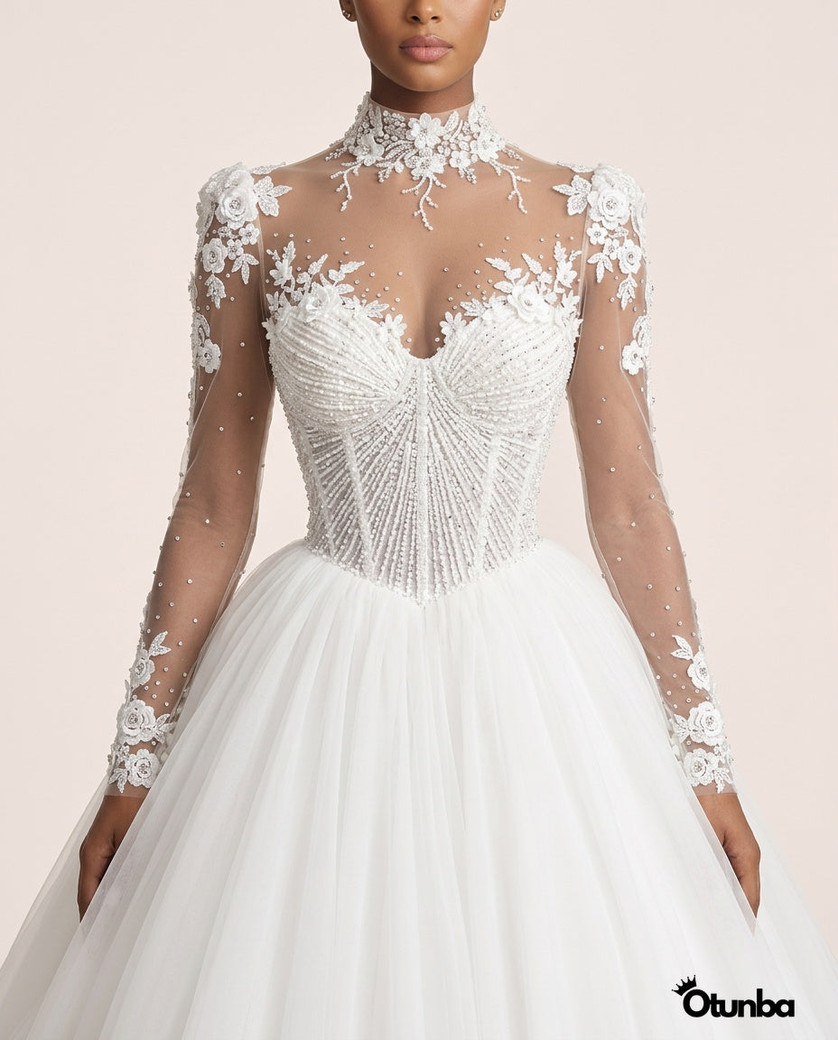 Luxurious Lace Wedding Dress | Long Sleeve Bridal Gown OTUNBA Luxurious Lace Wedding Dress | Long Sleeve Bridal Gown OTUNBA