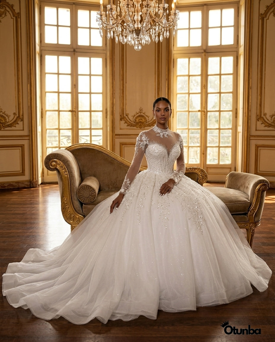 Luxurious Lace Wedding Dress | Long Sleeve Bridal Gown — Social 2 | OTUNBA Luxury Fashion