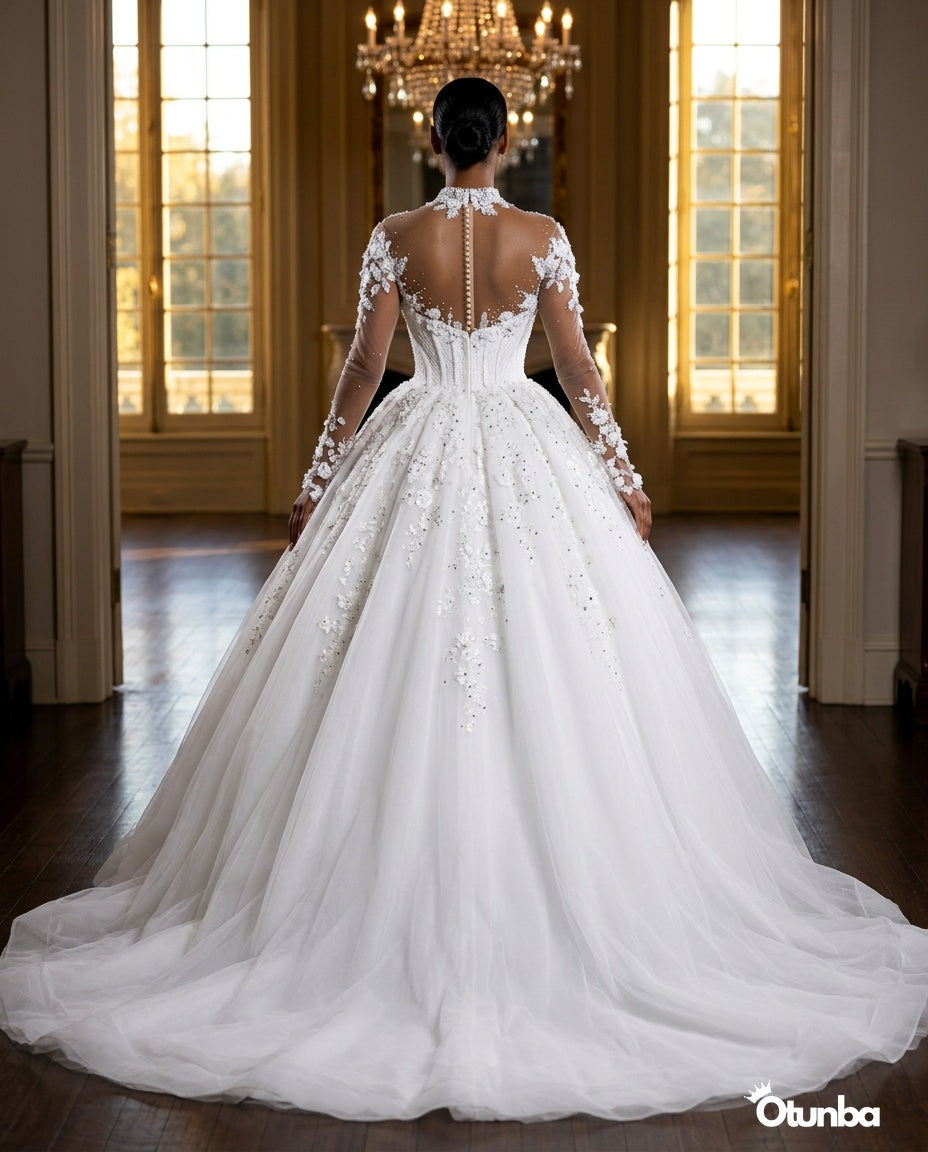 Luxurious Lace Wedding Dress | Long Sleeve Bridal Gown — Social 3 | OTUNBA Luxury Fashion