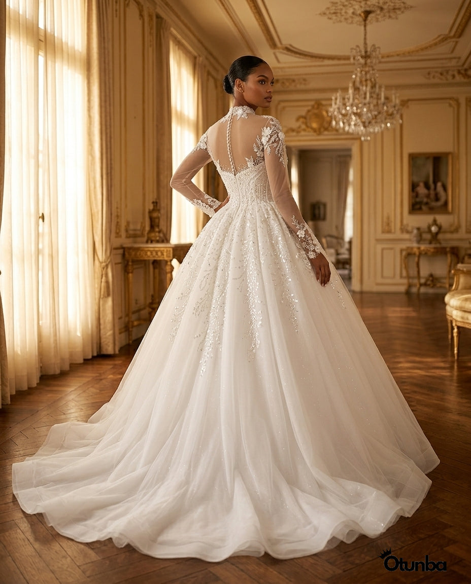 Luxurious Lace Wedding Dress | Long Sleeve Bridal Gown — Social 4 | OTUNBA Luxury Fashion