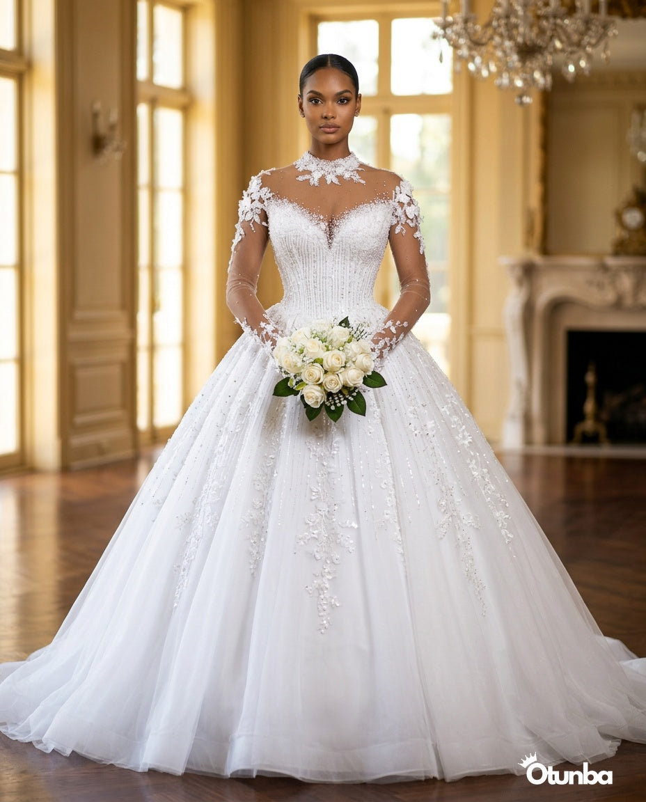 Luxurious Lace Wedding Dress | Long Sleeve Bridal Gown OTUNBA Luxurious Lace Wedding Dress | Long Sleeve Bridal Gown OTUNBA