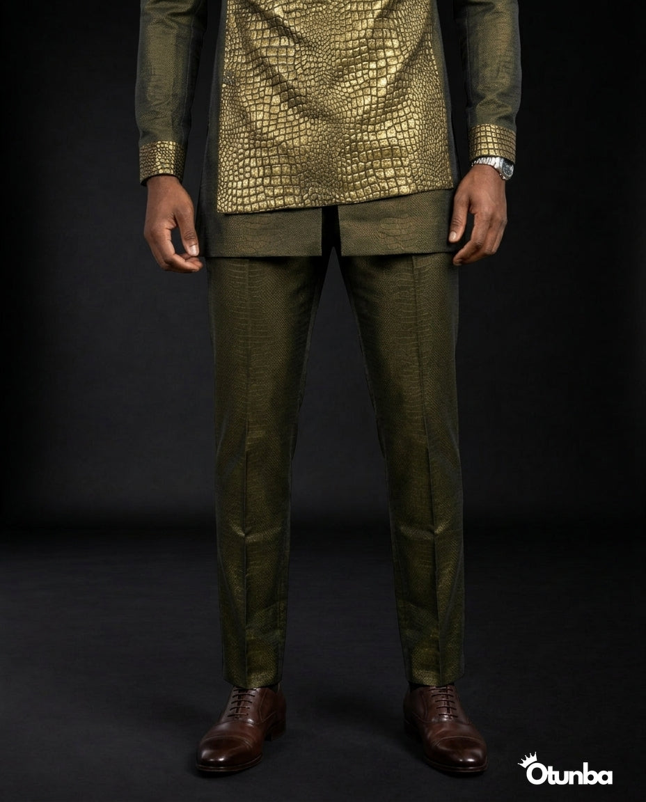 Luxury African Men Kaftan | Custom Sizing | Crocodile Pattern — Photo 1 | OTUNBA Luxury Fashion