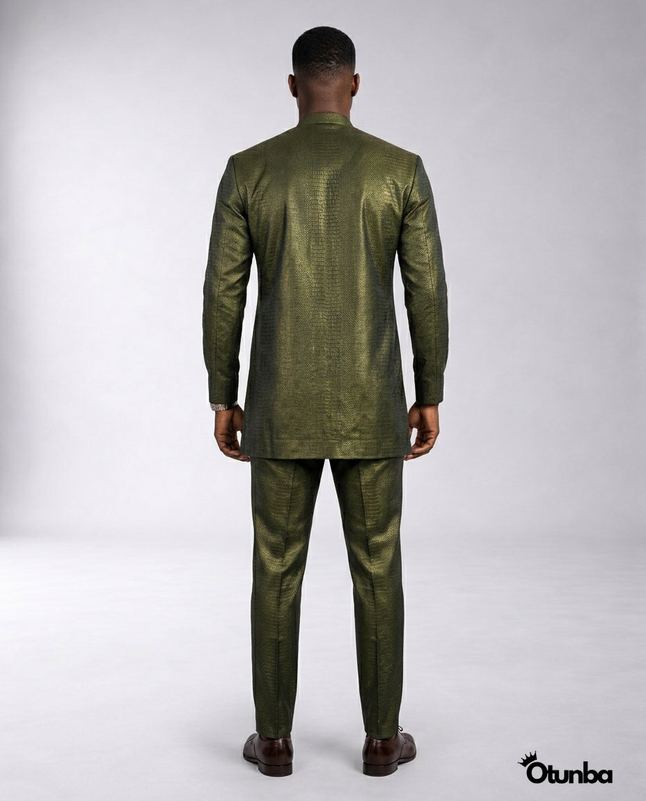 Luxury African Men Kaftan | Custom Sizing | Crocodile Pattern — Photo 5 | OTUNBA Luxury Fashion