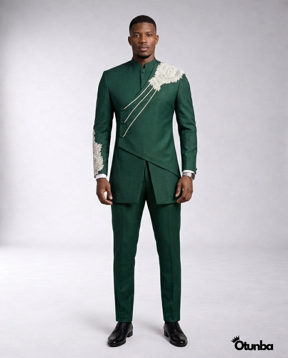 Luxury African Men Kaftan | Custom Sizing | Green — Photo 37 | OTUNBA Luxury Fashion