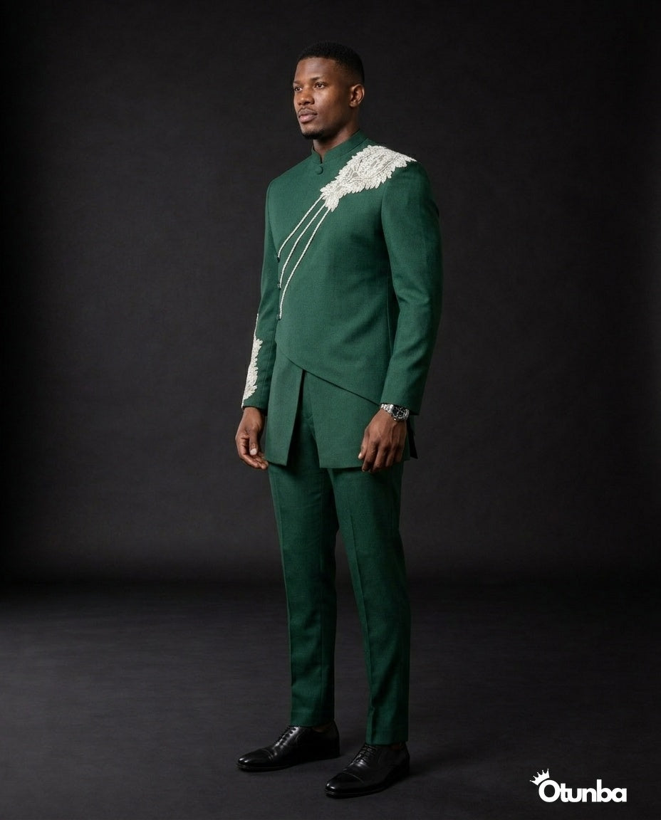 Luxury African Men Kaftan | Custom Sizing | Green — Photo 40 | OTUNBA Luxury Fashion