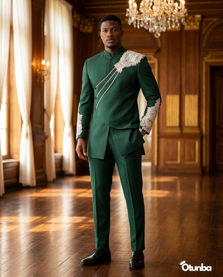 Luxury African Men Kaftan | Custom Sizing | Green — Photo 42 | OTUNBA Luxury Fashion