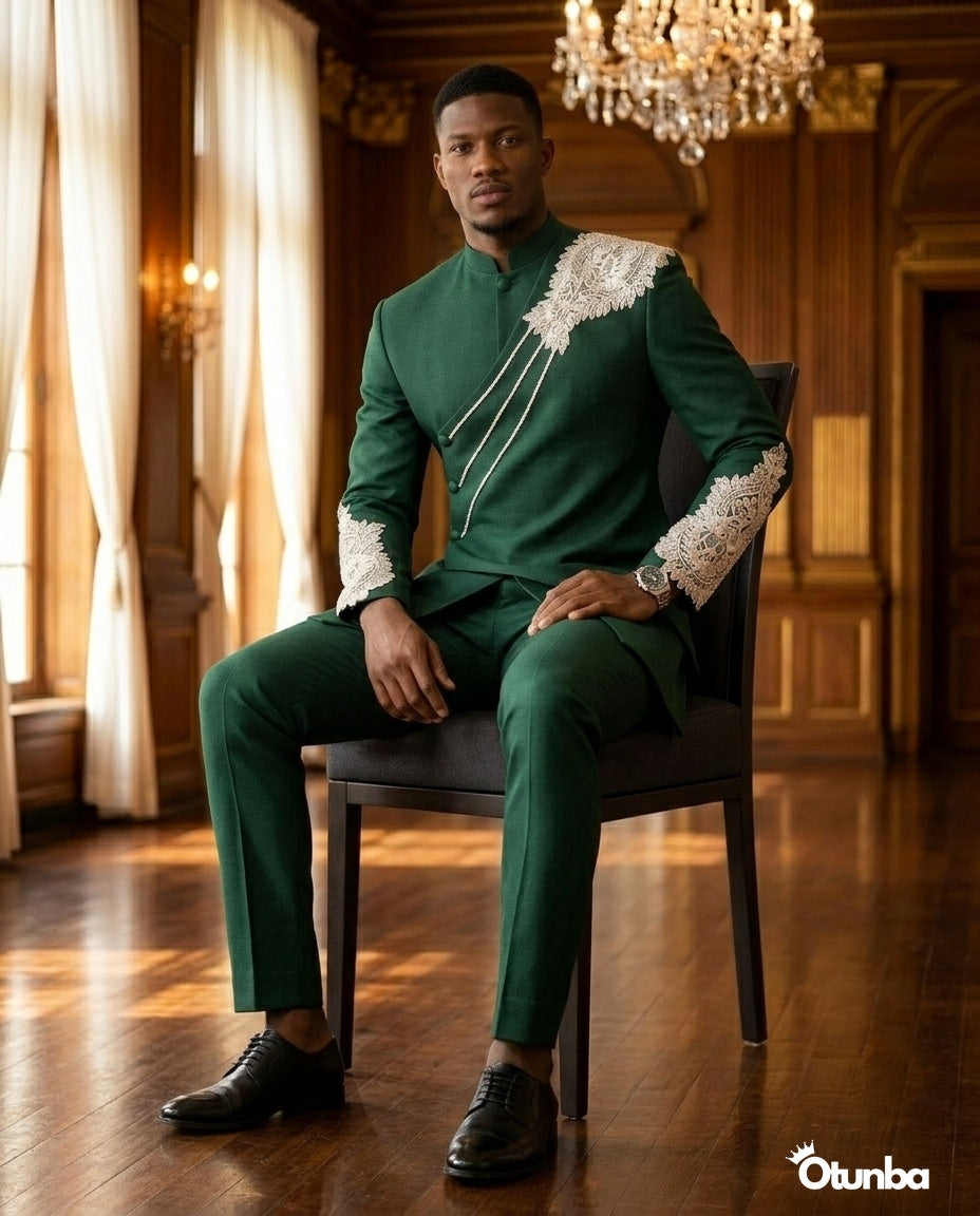 Luxury African Men Kaftan | Custom Sizing | Green — Photo 44 | OTUNBA Luxury Fashion