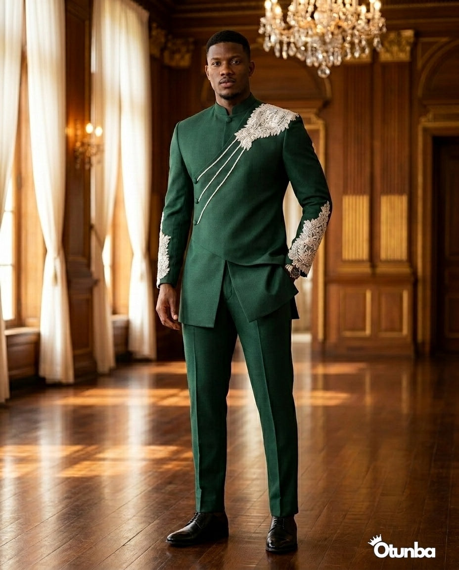 Luxury African Men Kaftan | Custom Sizing | Green — Photo 45 | OTUNBA Luxury Fashion