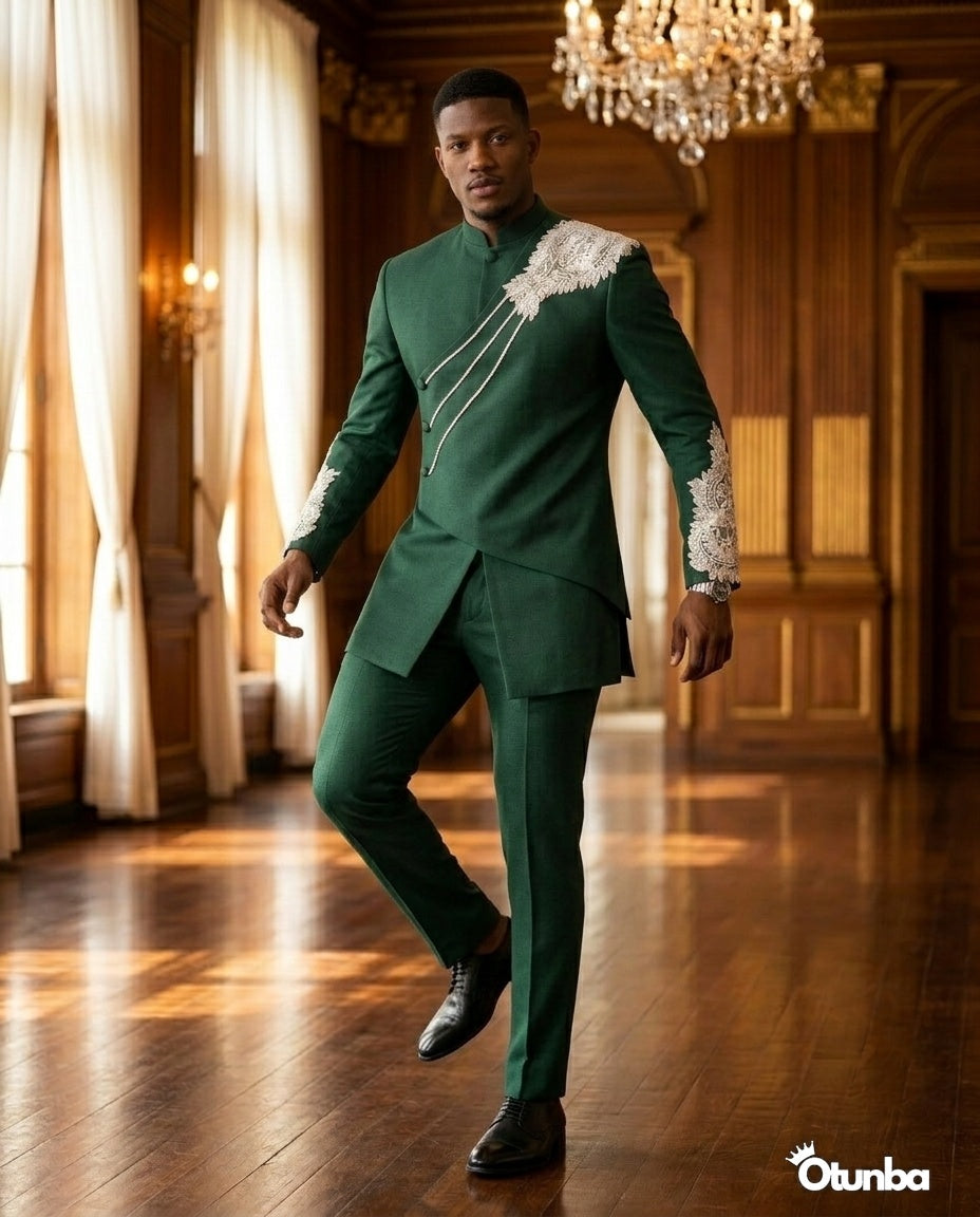 Luxury African Men Kaftan | Custom Sizing | Green — Photo 46 | OTUNBA Luxury Fashion
