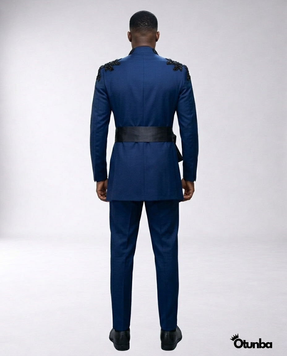 Luxury African Men Kaftan | Custom Sizing | Navy Blue — Photo 50 | OTUNBA Luxury Fashion