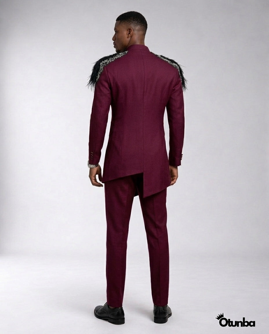 Luxury African Men Kaftan | Custom Sizing | Royal Burgundy — Photo 62 | OTUNBA Luxury Fashion