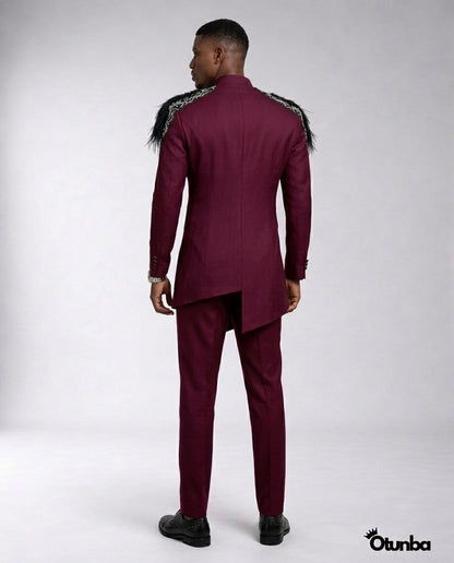 Luxury African Men Kaftan | Custom Sizing | Royal Burgundy — Photo 62 | OTUNBA Luxury Fashion