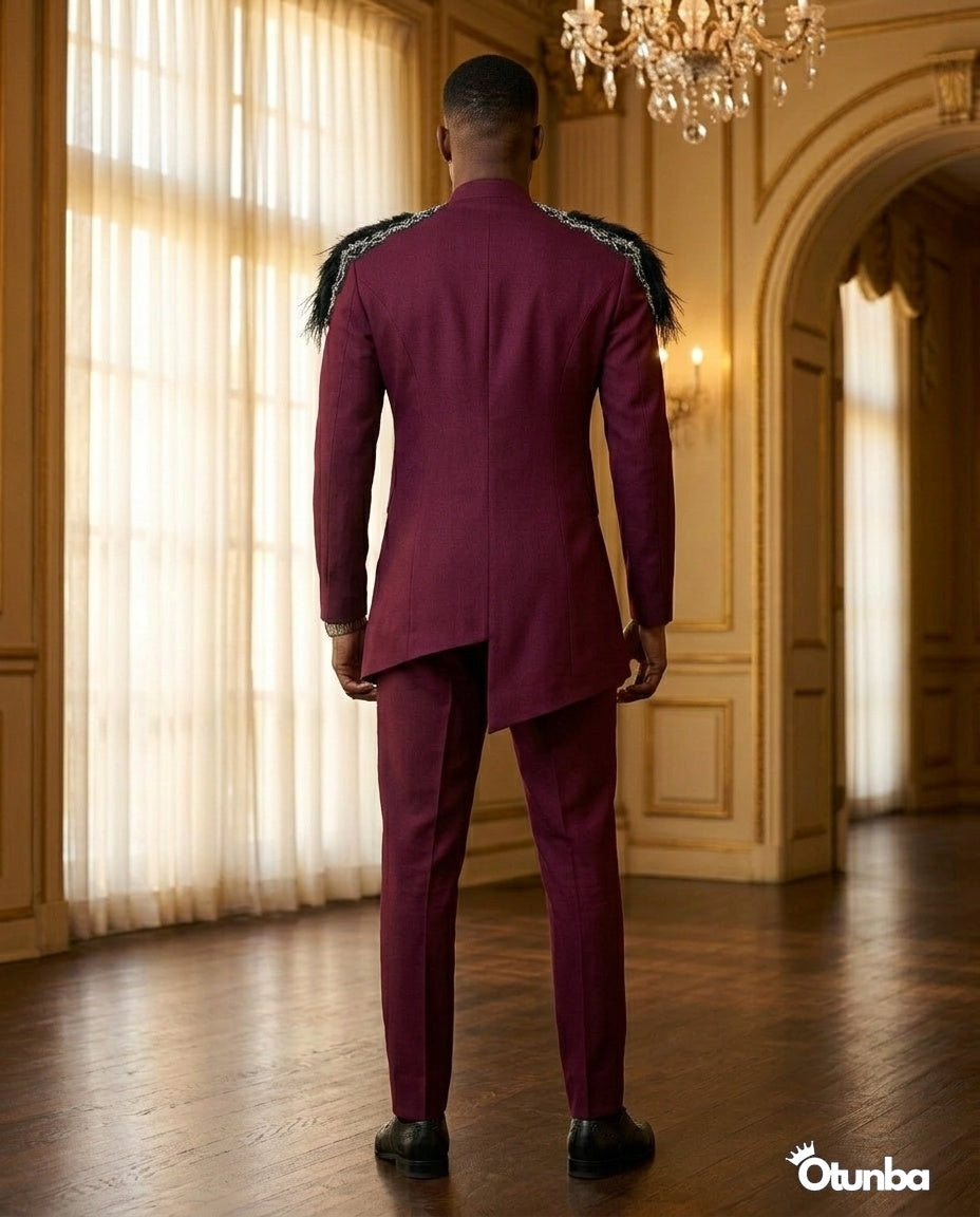 Luxury African Men Kaftan | Custom Sizing | Royal Burgundy — Photo 67 | OTUNBA Luxury Fashion