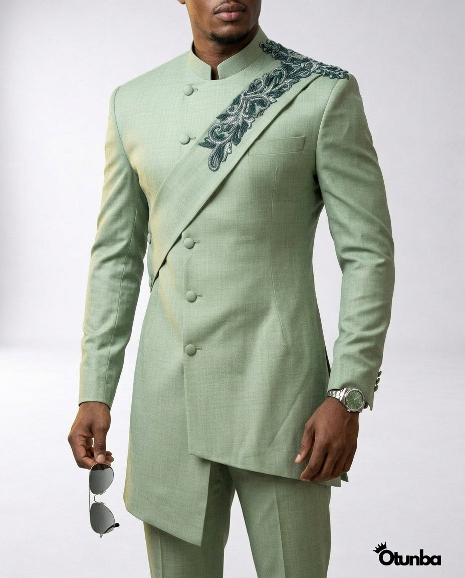 Luxury African Men Kaftan | Custom Sizing | Senator Wear | Mint Green — Photo 87 | OTUNBA Luxury Fashion