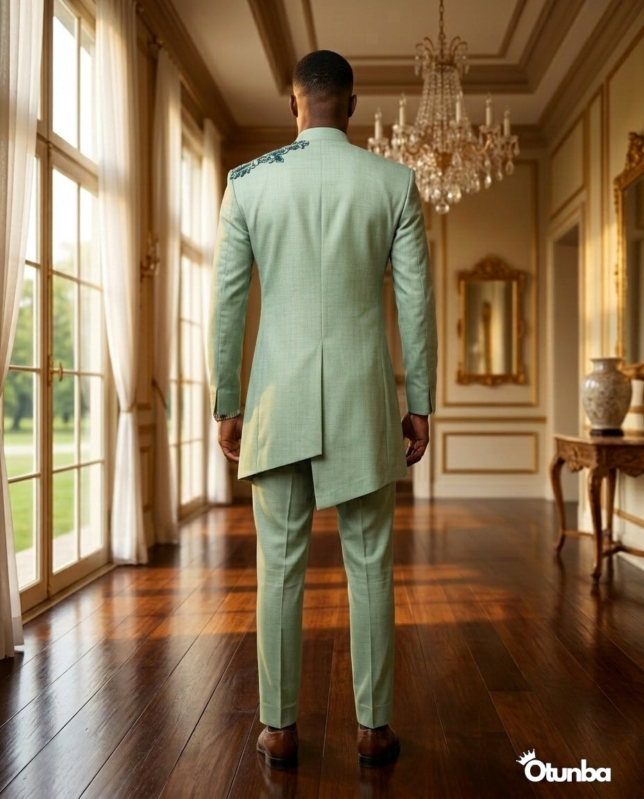 Luxury African Men Kaftan | Custom Sizing | Senator Wear | Mint Green — Photo 91 | OTUNBA Luxury Fashion