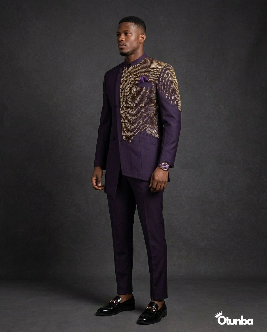 formal dress for men purple Non-Iron Cotton Stripe Dress Shirt With Contrast Trim main image 0