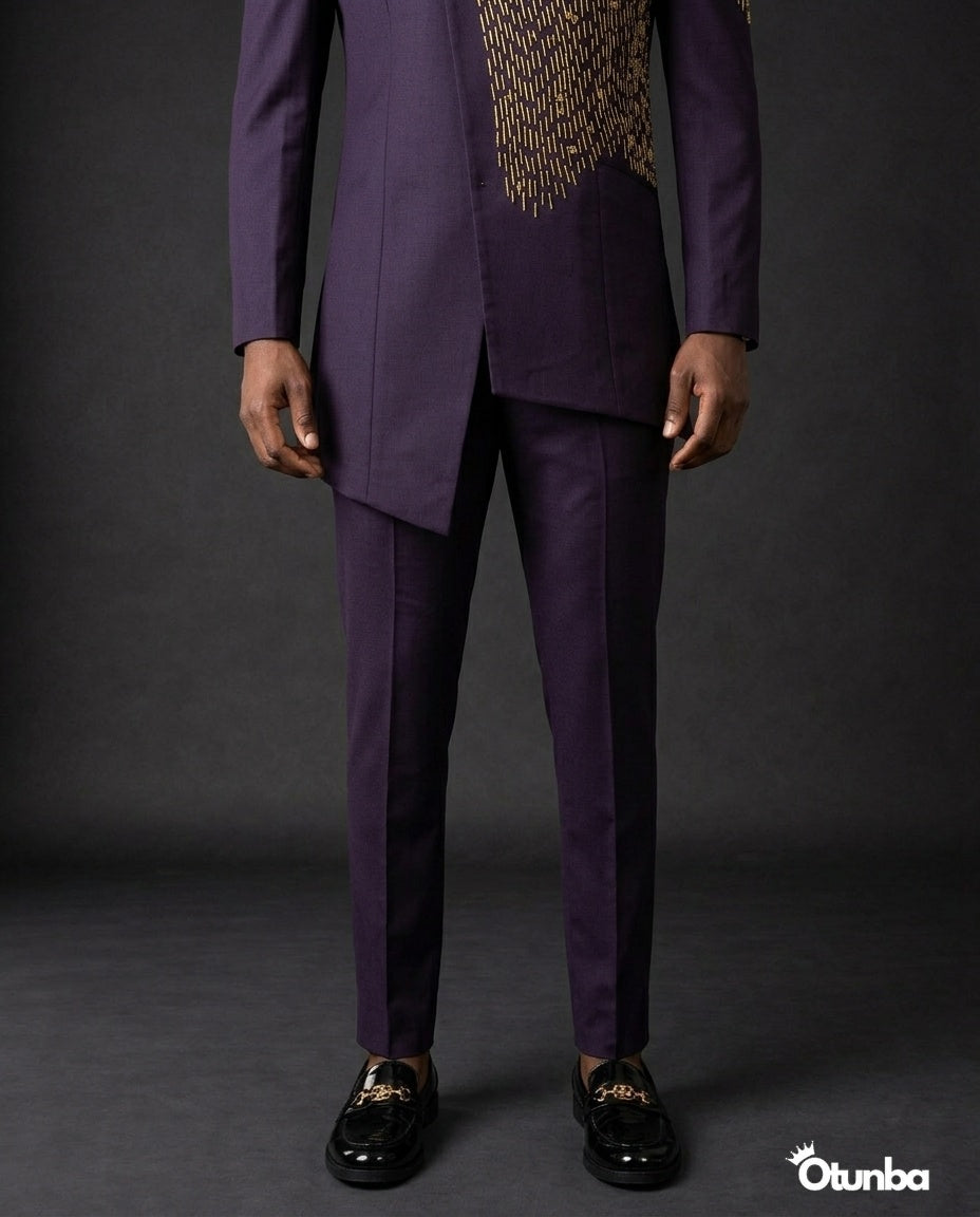 Luxury African Men Kaftan | Custom Size | Royal Purple Attire — Photo 5 | OTUNBA Luxury Fashion