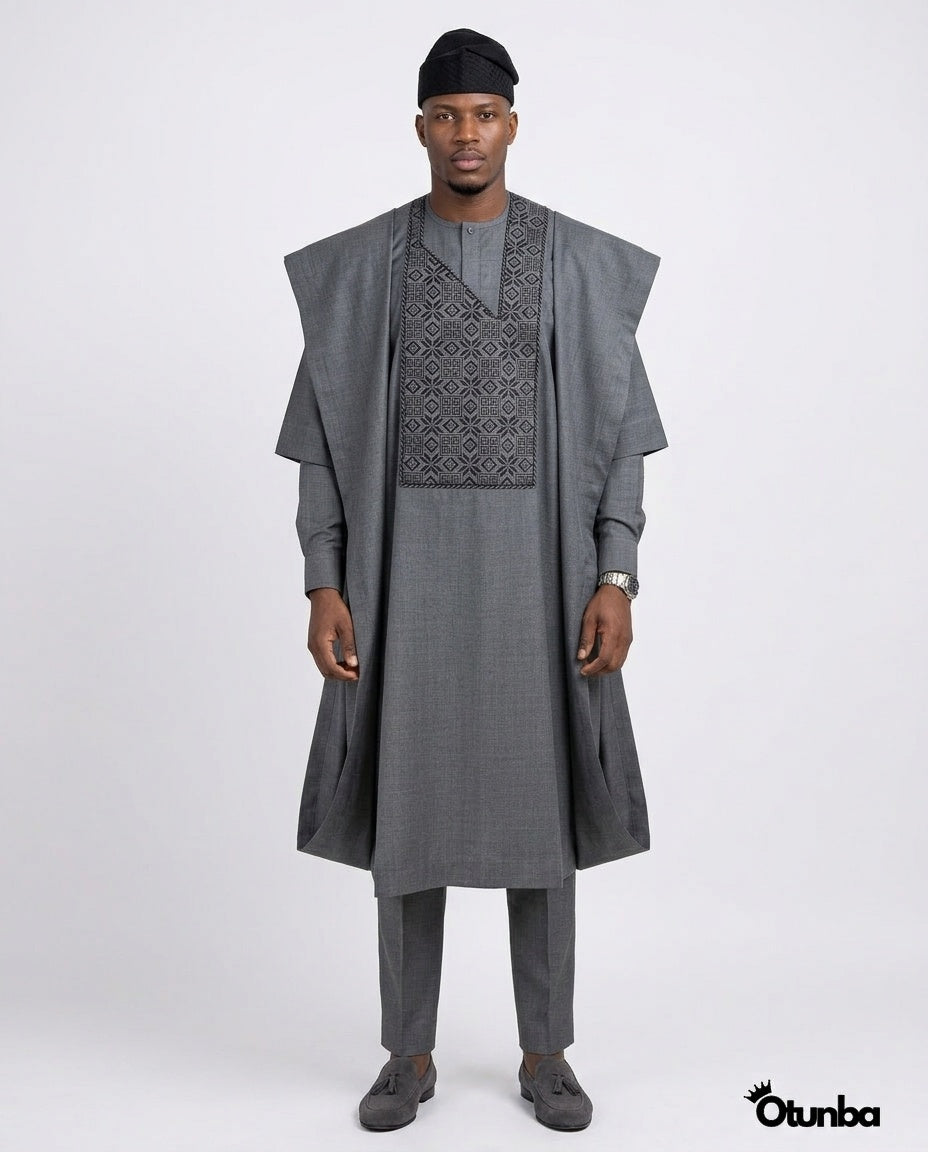 Luxury Agbada for Men | Custom Sizing | Grey