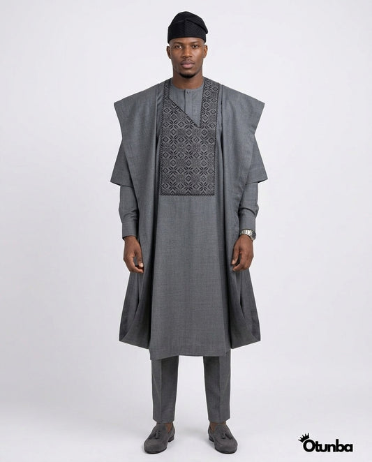 Luxury Agbada for Men | Custom Sizing | Grey — Photo 303 | OTUNBA Luxury Fashion