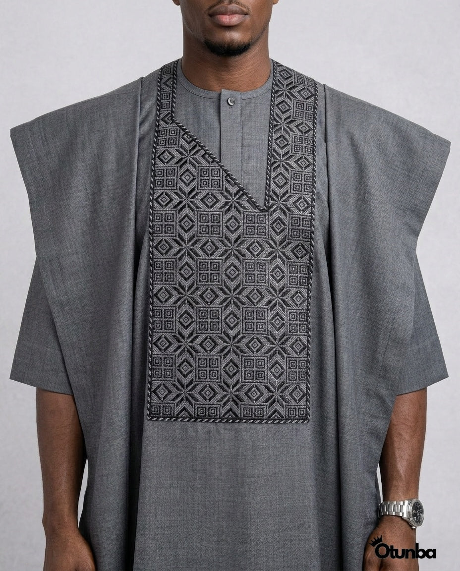 Luxury Agbada for Men | Custom Sizing | Grey