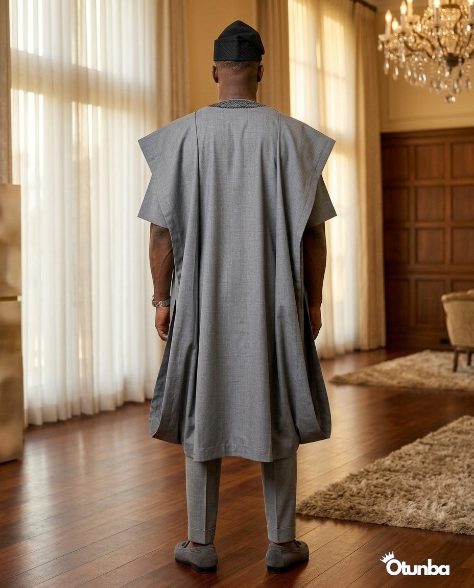Luxury Agbada for Men | Custom Sizing | Grey — Photo 312 | OTUNBA Luxury Fashion