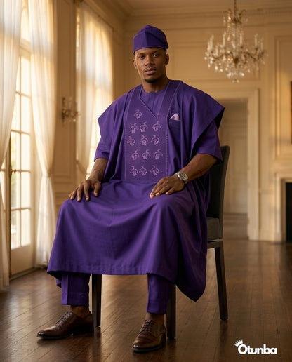 Luxury Agbada for Men | Custom Sizing | Purple — Photo 325 | OTUNBA Luxury Fashion