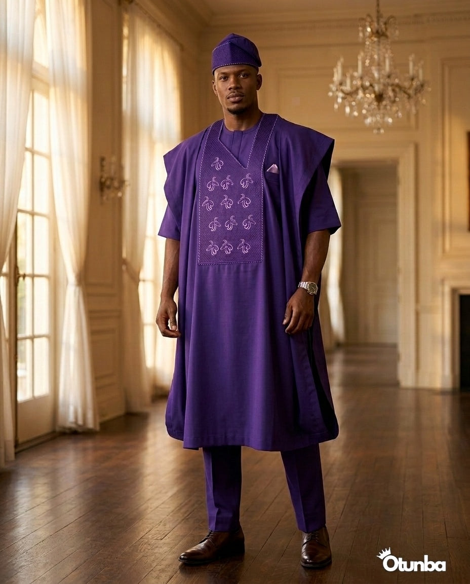 Luxury Agbada for Men | Custom Sizing | Purple — Photo 326 | OTUNBA Luxury Fashion