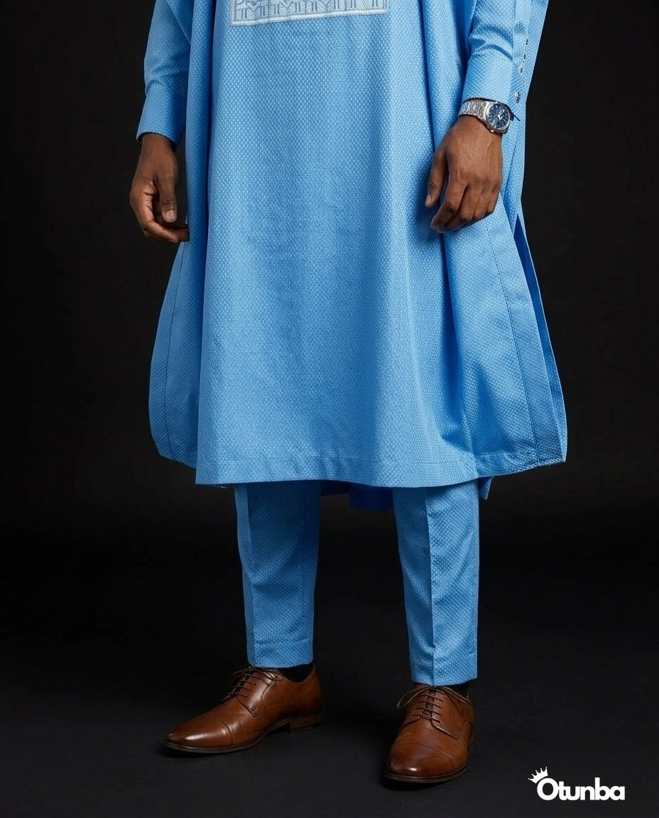 Luxury Agbada for Men | Custom Sizing | Sky Blue — Photo 335 | OTUNBA Luxury Fashion