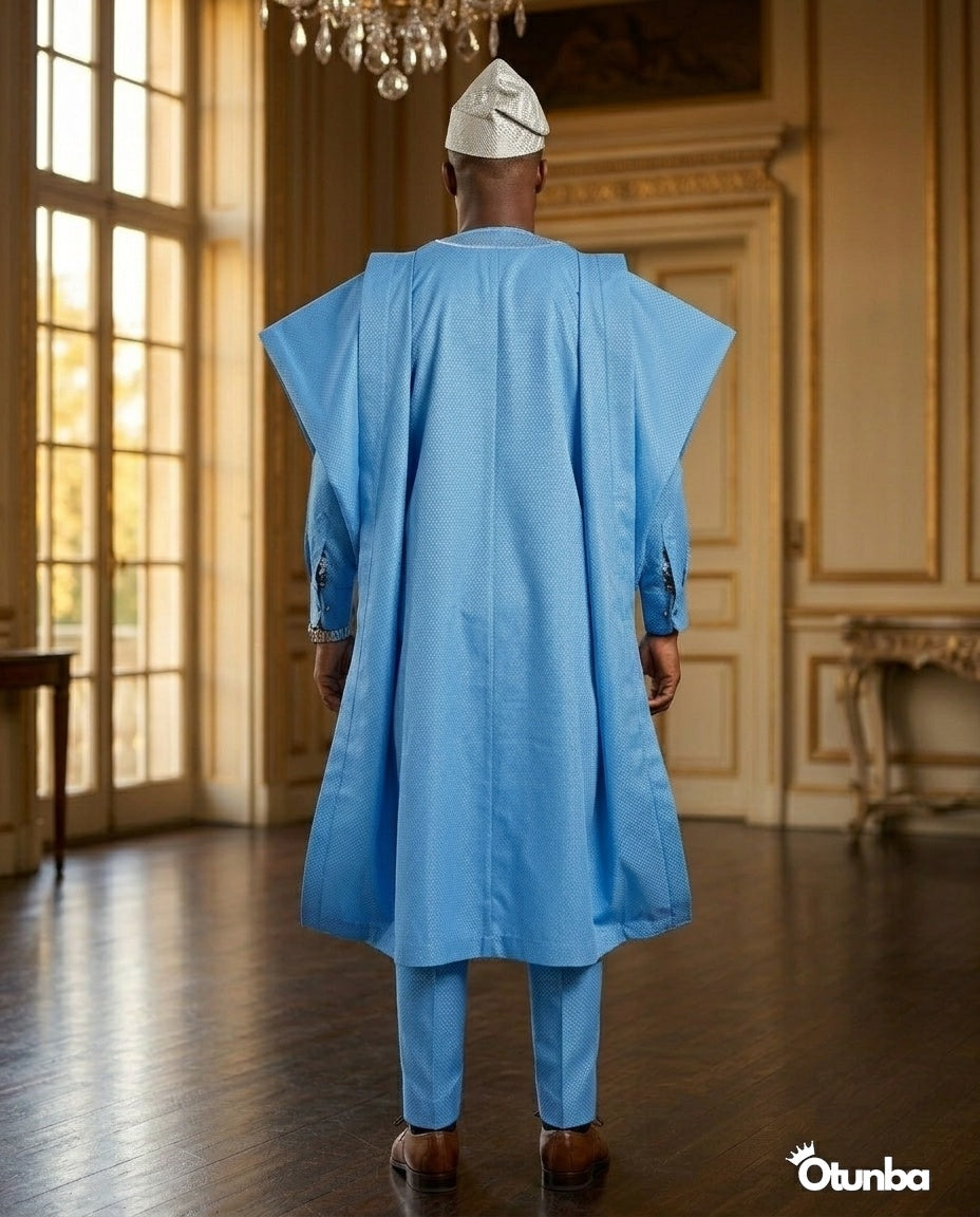 Luxury Agbada for Men | Custom Sizing | Sky Blue — Photo 336 | OTUNBA Luxury Fashion