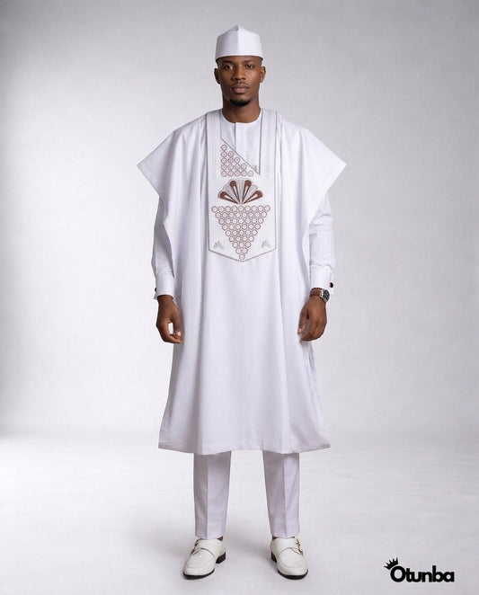 Luxury Agbada for Men | Custom Sizing | White — Photo 347 | OTUNBA Luxury Fashion