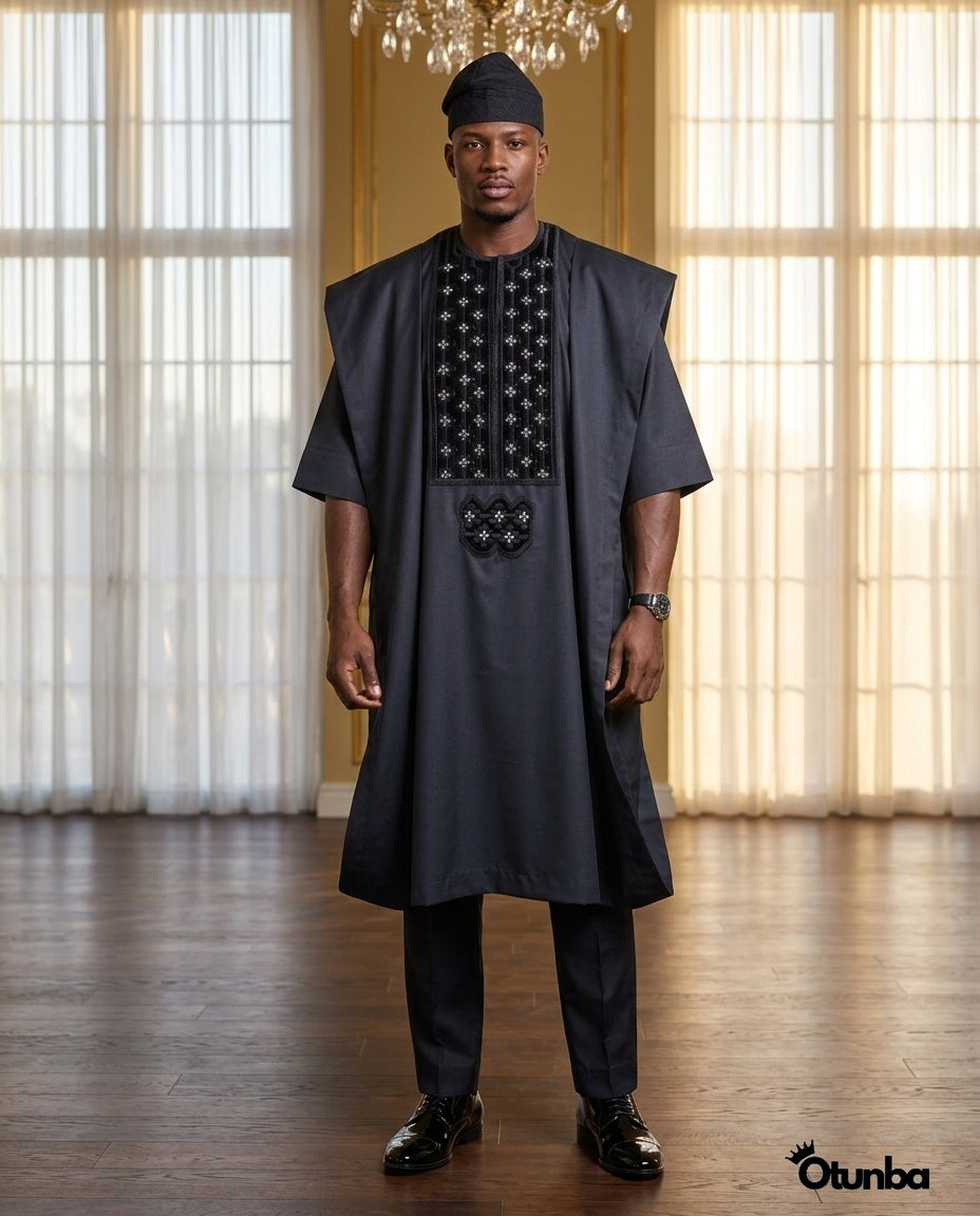 Luxury Black Agbada | Custom Sizing | Black — Photo 383 | OTUNBA Luxury Fashion