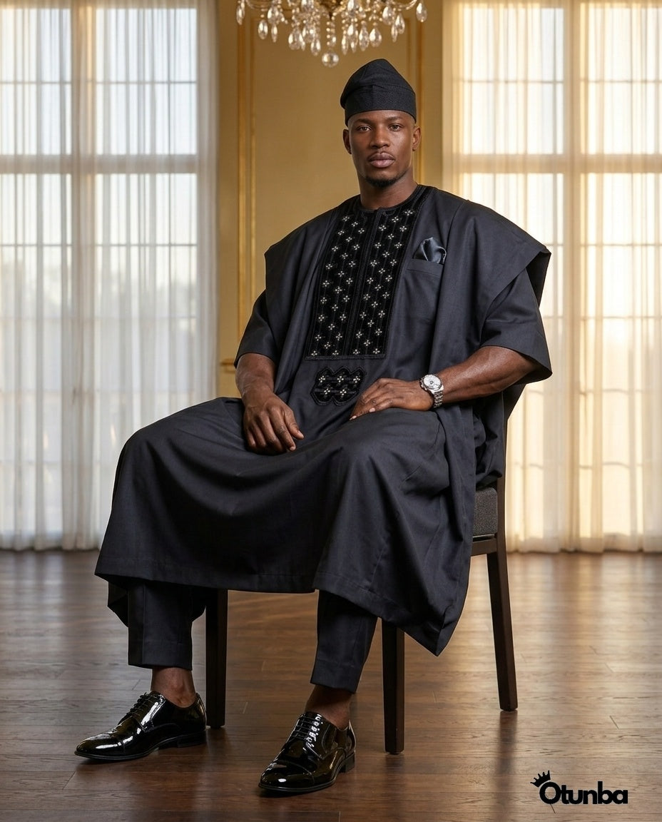 Luxury Black Agbada | Custom Sizing | Black — Photo 385 | OTUNBA Luxury Fashion