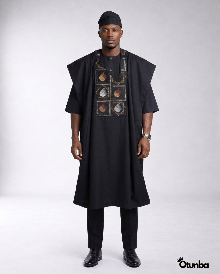 Luxury Black Agbada | Custom Sizing | Black Style