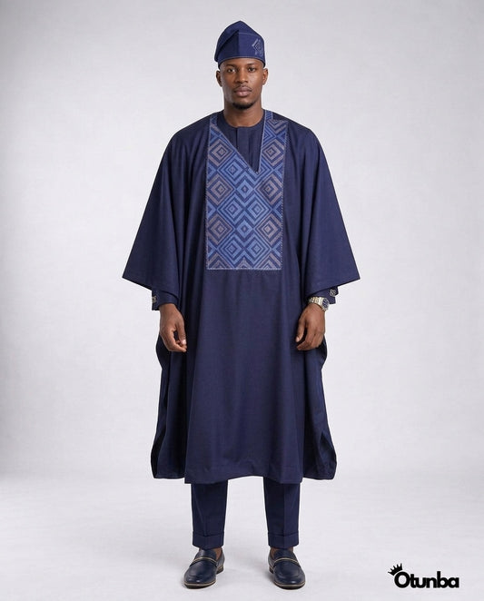 Luxury Blue Agbada for Men | Custom Sizing | Blue — Photo 411 | OTUNBA Luxury Fashion