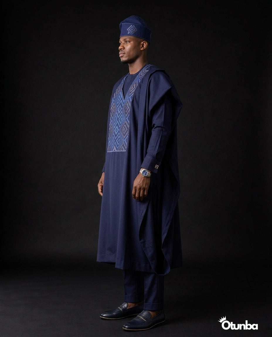 Luxury Blue Agbada for Men | Custom Sizing | Blue — Photo 414 | OTUNBA Luxury Fashion