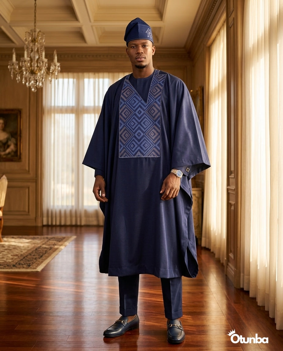 Luxury Blue Agbada for Men | Custom Sizing | Blue — Photo 416 | OTUNBA Luxury Fashion