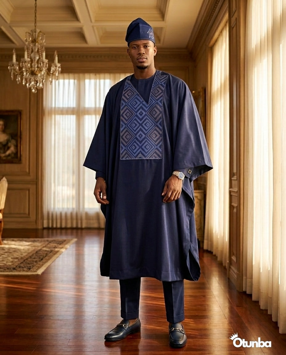 Luxury Blue Agbada for Men | Custom Sizing | Blue — Photo 419 | OTUNBA Luxury Fashion