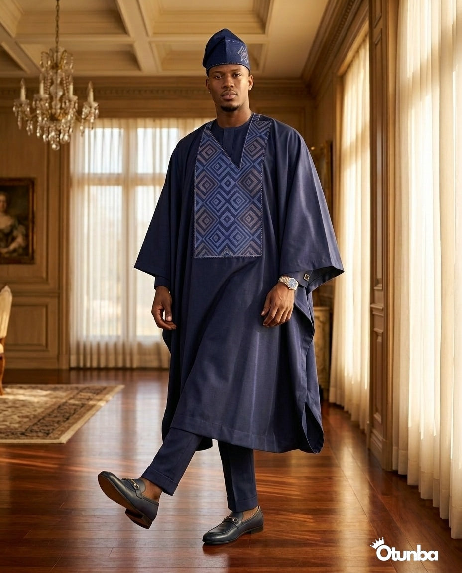 Luxury Blue Agbada for Men | Custom Sizing | Blue — Photo 420 | OTUNBA Luxury Fashion