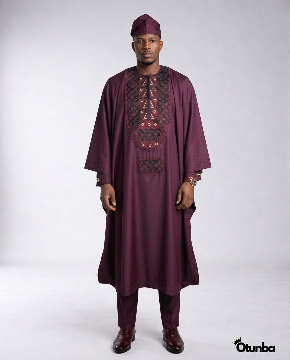 Luxury Burgundy Agbada | Custom Sizing | Burgundy — Photo 425 | OTUNBA Luxury Fashion